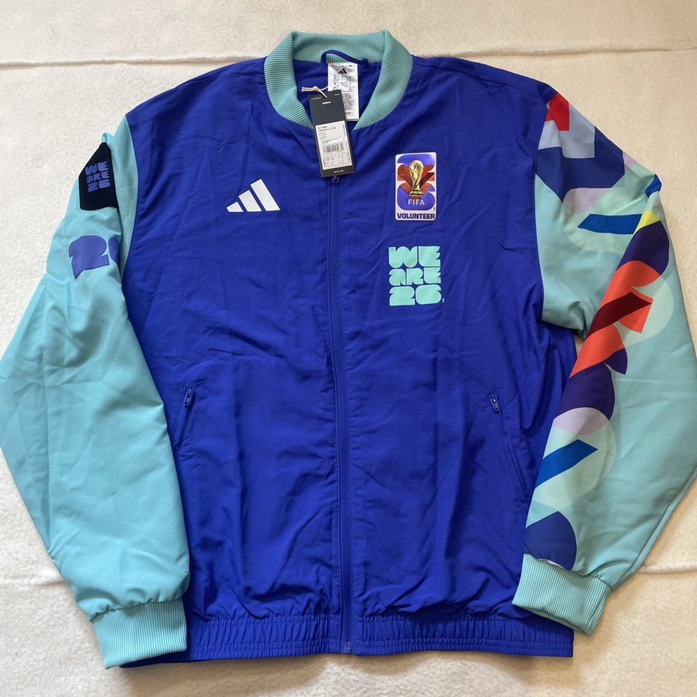 Adidas FIFA World Cup 2026 Volunteer Windbreaker Mens Size M Blue Jacket NWT